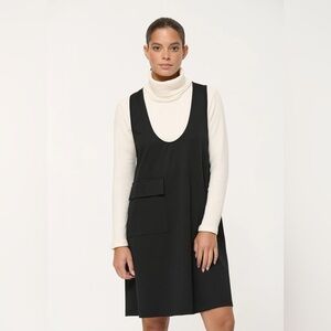 Humility pinafore mini dress, made in Italy, size large, black, neutral, 90s